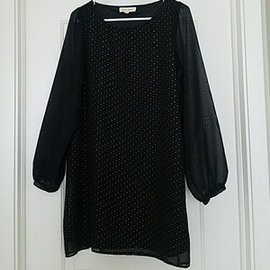 Black dress with gold studded print